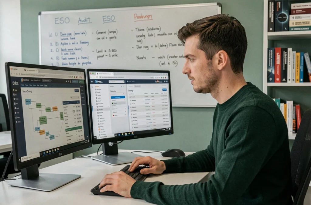 Spécialiste SEO et création de sites de l'Atelier Digital dans la Loire analysant le référencement et la structure d'un site web